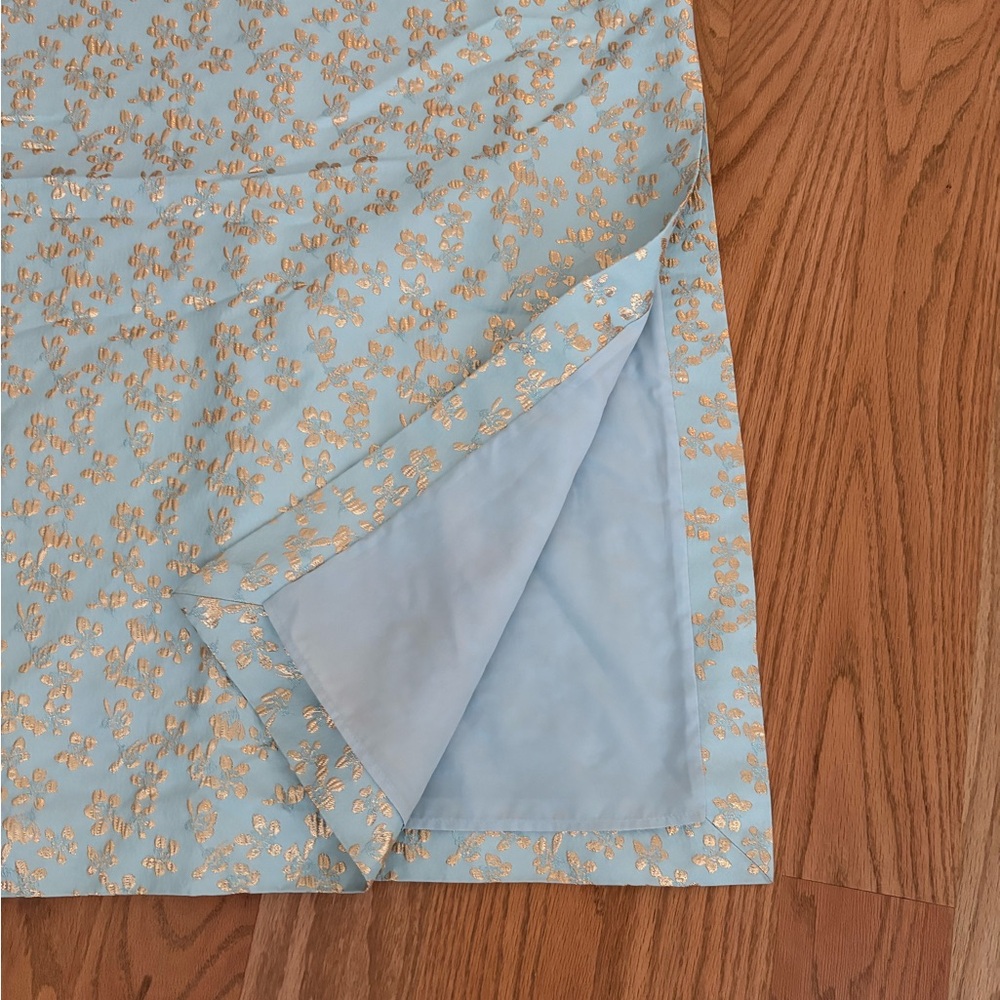 Lilly Pulitzer Strapless Light Blue Dress with Gold Floral Jacquard - Picture 5 of 9